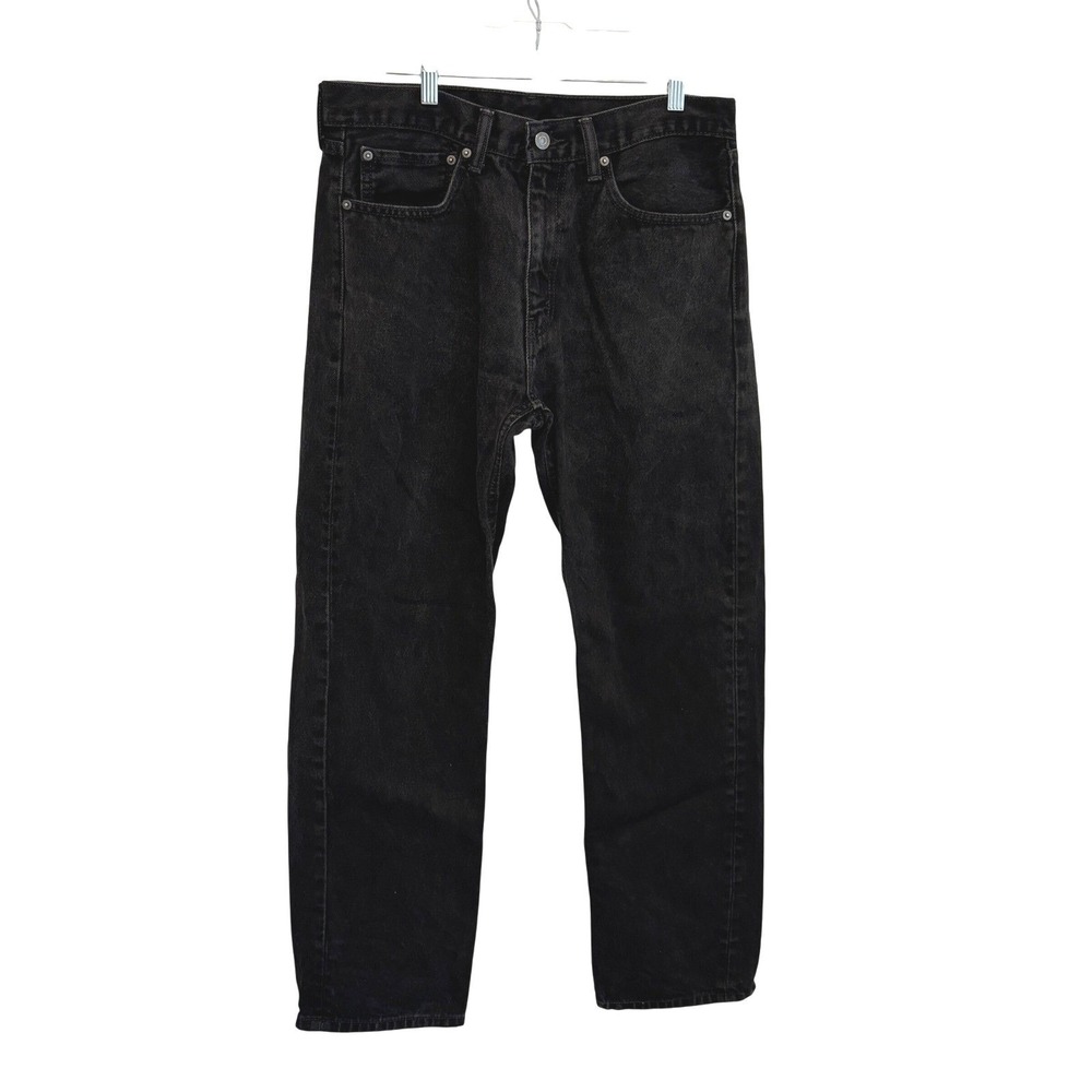 Levis 505 Regular Fit Jeans Men L 34x29 Black Denim Cotton Straight Leg Mid Rise